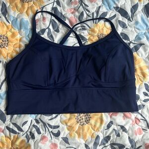 Women’s, blue, sports bra. Size large.